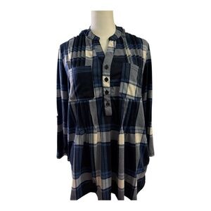 French Laundry Women’s Plaid Button-Up Tunic Top Medium